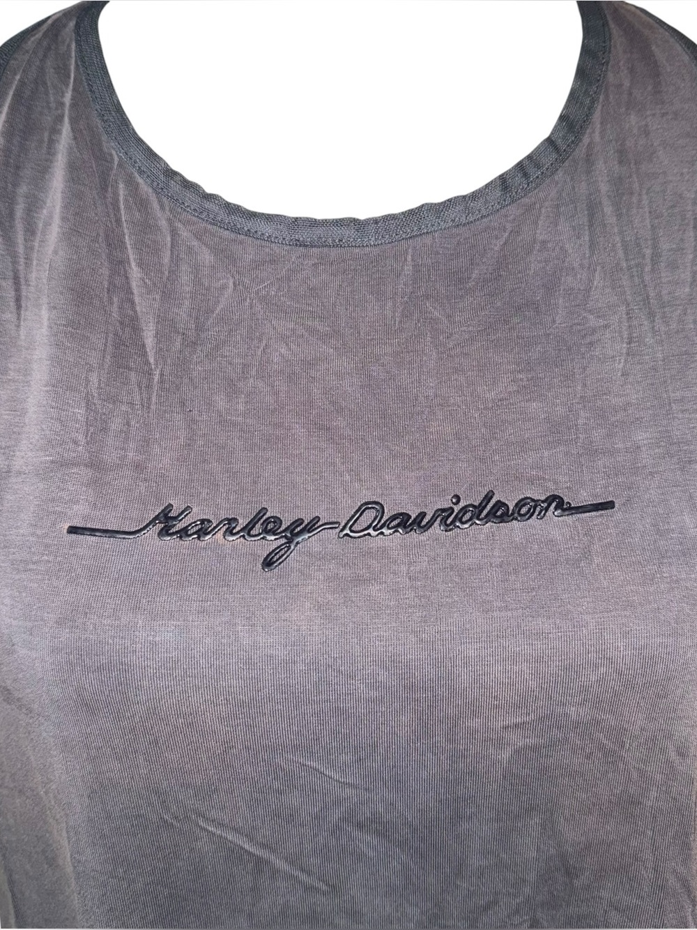 Harley-Davidson Gray Racerback Script Tank Top Shirt Sleeveless women’s sz XL - Picture 2 of 8